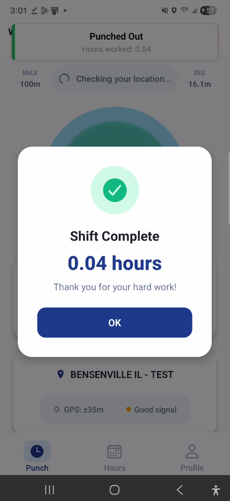 Shift Completed